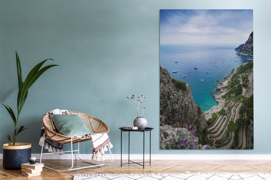 Toile Peinture Via Krupp sur l'île de Capri - 120x180 cm - Décoration murale XXL