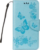 Samsung Galaxy A8 (2018) Hoesje - Mobigear - Butterfly Serie - Kunstlederen Bookcase - Blauw - Hoesje Geschikt Voor Samsung Galaxy A8 (2018)