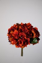 Kunstbloem - Hydrangea - hortensia - topkwaliteit decoratie - 2 stuks - zijden bloem - Oranje - 26 cm hoog