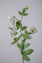 Kunstbloem - Wilde passiebloem - topkwaliteit decoratie - 2 stuks - zijden bloem - Wit - 88 cm hoog
