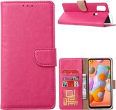 LuxeBass Hoesje geschikt voor Samsung Galaxy A21S - Bookcase Roze - portemonnee hoesje - telefoonhoes - gsm hoes - telefoonhoesjes