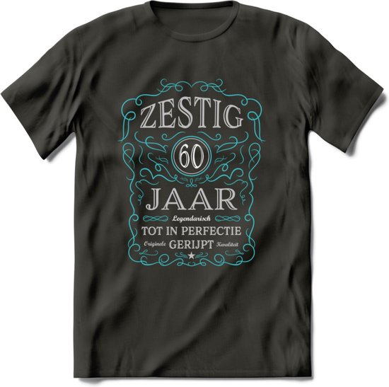 60 Jaar Legendarisch Gerijpt T-Shirt | Lichtblauw - Grijs | Grappig Verjaardag en Feest Cadeau Shirt | Dames - Heren - Unisex | Tshirt Kleding Kado | - Donker Grijs - XL
