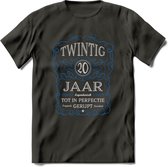 20 Jaar Legendarisch Gerijpt T-Shirt | Blauw - Grijs | Grappig Verjaardag en Feest Cadeau Shirt | Dames - Heren - Unisex | Tshirt Kleding Kado | - Donker Grijs - S