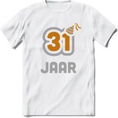 31 Jaar Feest T-Shirt | Goud - Zilver | Grappig Verjaardag Cadeau Shirt | Dames - Heren - Unisex | Tshirt Kleding Kado | - Wit - 3XL