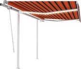 Decoways - Luifel handmatig uittrekbaar met LED 3,5x2,5 m oranje en bruin