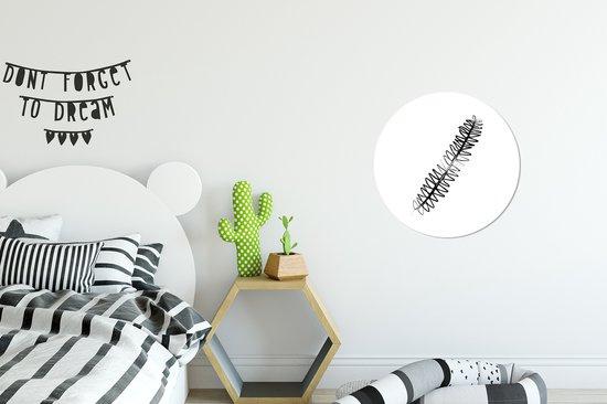 plant nervuré illustration art Line sur un fond blanc cercle mur plaque en plastique ⌀ 30 cm - impression photo sur le cercle de mur / cercle vivant (décoration murale)