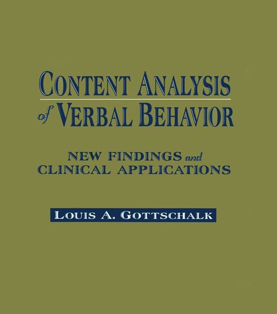 Content Analysis of Verbal Behavior - cover