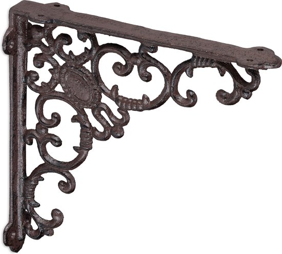 relaxdays supports d'étagère 2 pièces - supports d'étagère antique - supports d'étagère - supports d'étagère marron