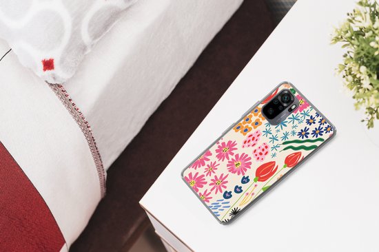 Telefoonhoesje Geschikt voor Xiaomi Redmi Note 10S hoesje - Bloemen - Design - Tulp - Siliconen Telefoonhoesje Telefoonhoesje