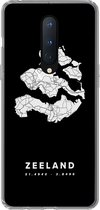 Geschikt voor OnePlus 8 hoesje - Zeeland - Wegenkaart Nederland - Zwart - Siliconen Telefoonhoesje