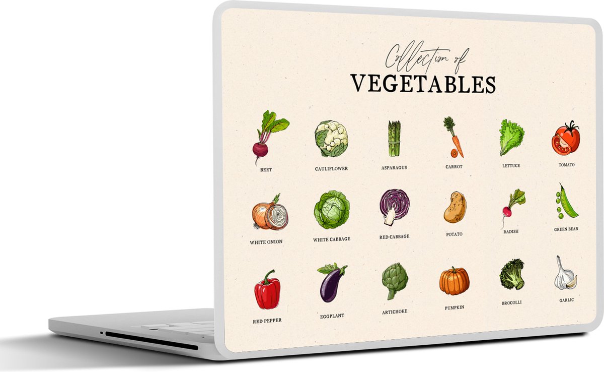 Laptop sticker - 10.1 inch - Groente - Eten - Keuken - 25x18cm - Laptopstickers - Laptop skin - Cover - Cadeau voor vrouw