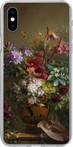 Geschikt voor iPhone Xs hoesje - Stilleven met bloemen in een Griekse vaas - Oude meesters - Kunst - Siliconen Telefoonhoesje