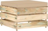 Decoways - Hocker sectioneel met kussen groen geïmpregneerd hout