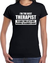 I'm the best therapist - always right t-shirt zwart dames - Cadeau verjaardag therapeut - kado therapeuten 2XL