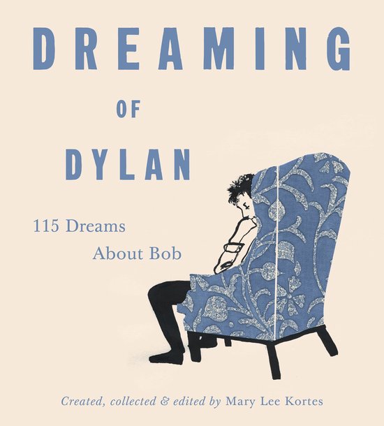Couverture de livre avec le titre 'Dreaming of Dylan', illustrant une personne assise dans un fauteuil.