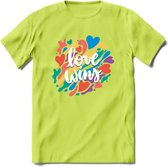 Love Wins | Pride T-Shirt | Grappig LHBTIQ+ / LGBTQ / Gay / Homo / Lesbi Cadeau Shirt | Dames - Heren - Unisex | Tshirt Kleding Kado | - Groen - L