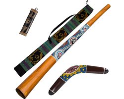 Didgeridoo Dreamtime Pakket – Inclusief Boemerang, Rainstick en Tas