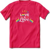 Love Is Love | Pride T-Shirt | Grappig LHBTIQ+ / LGBTQ / Gay / Homo / Lesbi Cadeau Shirt | Dames - Heren - Unisex | Tshirt Kleding Kado | - Roze - L