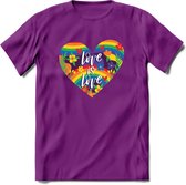 Love Is Love | Pride T-Shirt | Grappig LHBTIQ+ / LGBTQ / Gay / Homo / Lesbi Cadeau Shirt | Dames - Heren - Unisex | Tshirt Kleding Kado | - Paars - M