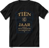 10 Jaar Legendarisch Gerijpt T-Shirt | Royal Blue - Ivoor | Grappig Verjaardag en Feest Cadeau Shirt | Dames - Heren - Unisex | Tshirt Kleding Kado | - Zwart - M