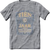 10 Jaar Legendarisch Gerijpt T-Shirt | Royal Blue - Ivoor | Grappig Verjaardag en Feest Cadeau Shirt | Dames - Heren - Unisex | Tshirt Kleding Kado | - Donker Grijs - Gemaleerd - S