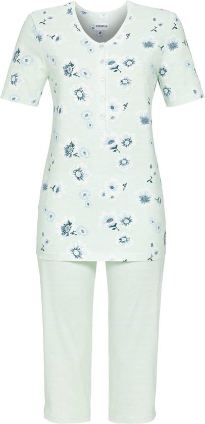 Pyjama en coton vert fleurs