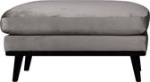 Poef Odissi met houten plaat | velours Brunei taupe 04 | 83 cm breed