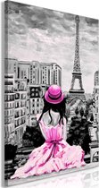 Schilderij - Paris Colour (1 Part) Vertical Pink.