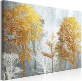 Schilderij - Hoarfrost and Gold (1 Part) Wide.