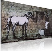 Schilderij - Zebra wassen (Banksy).