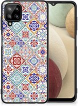 Hoesje Geschikt voor Samsung Galaxy A12 Leuk TPU Back Cover met Zwarte rand Tegels Kleur