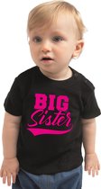 Big sister cadeau t-shirt zwart voor babys / meisjes - Grote zus shirt - aankondiging zwangerschap 62 (1-3 maanden)