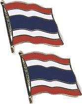 2x stuks pin broche speldje vlag Thailand 20 mm - supporters feestartikelen