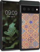 kwmobile telefoonhoesje compatibel met Google Pixel 6 Pro - Hoesje met bumper in meerkleurig / bruin - kersenhout - Oriëntaalse Tegels design