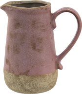 Clayre & Eef Decoratieve Schenkkan 1000 ml Roze, Beige Keramiek Waterkan Kan