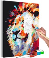 Doe-het-zelf op canvas schilderen - Portrait of a Colourful Lion.
