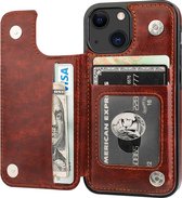 ShieldCase geschikt voor Apple iPhone 13 Mini wallet case - bruin