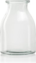 Vaas met rand 'Vince' h18 d12 cm - Transparant/Helder/Doorzichtig glas - Bloemen vaas - Decoratie