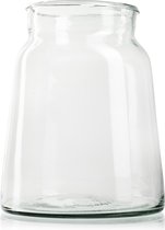 Eco glazen vaas 'Emilian' h22 bd21/td17 cm - Transparant/Helder/Doorzichtig glas - Bloemen/Boeket vaas - Decoratie - Duurzaam