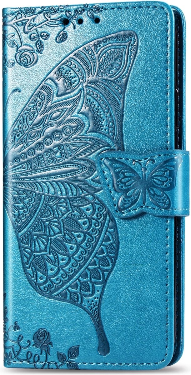 Mobigear Telefoonhoesje geschikt voor Apple iPhone 11 Hoesje | Mobigear Butterfly Bookcase Portemonnee | Pasjeshouder voor 3 Pasjes | Telefoonhoesje voor Pinpas / OV Kaart / Rijbewijs - Blauw