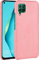 Mobigear Hoesje geschikt voor Huawei P40 Lite Telefoonhoesje Hardcase | Mobigear Croco Backcover | P40 Lite Case | Back Cover - Roze