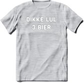 Dikke lul 3 Bier T-Shirt | Unisex Kleding | Dames - Heren Feest shirt | Drank | Grappig Verjaardag Cadeau tekst | - Licht Grijs - Gemaleerd - S