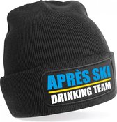 Apres ski muts Apres Ski drinking team zwart voor volwassenen - Foute wintersport muts dames en heren