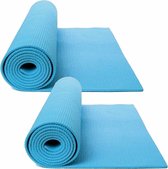 2x morceaux de tapis de yoga / tapis de sport bleu clair 180 x 60 cm - Tapis de sport pour le yoga, le Pilates et le fitness