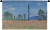 Wandkleed - Wanddoek - Poppy field in Giverny - schilderij van Claude Monet - 120x80 cm - Wandtapijt
