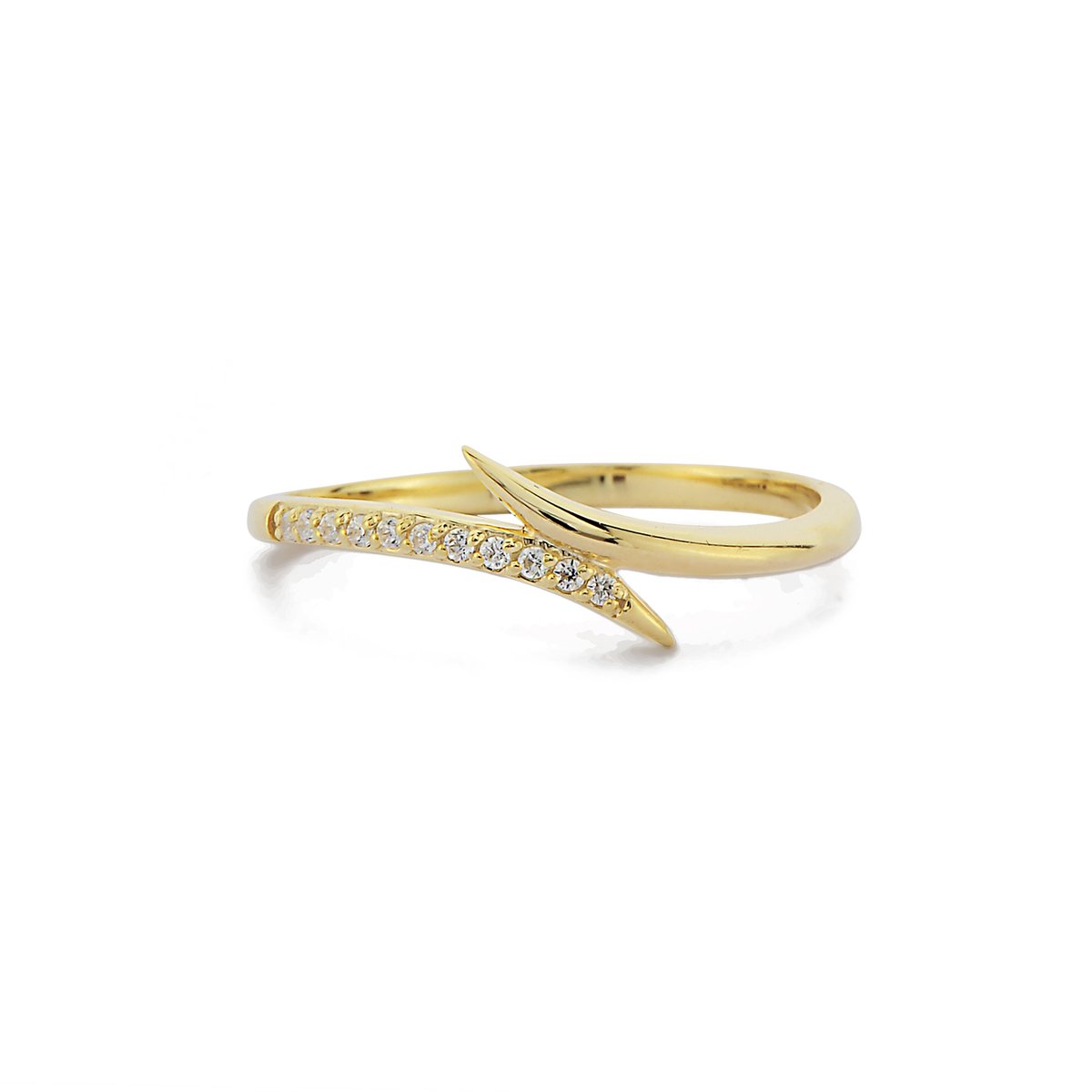 2bs jewelry dames ring, diamanten ring, gouden curved ring, Valentijns cadeau, 14k goud, SI