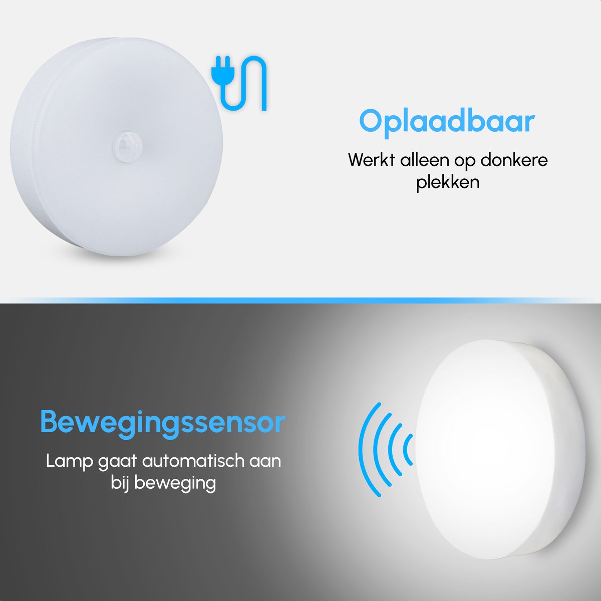 Ledverlichting met Bewegingssensor - Draadloos - Oplaadbaar - Nachtlamp op Batterij - Warm Wit - Wit Licht - Draadloos Sensor - Kastverlichting - Trapverlichting - Nachtlampje - Badkamerverlichting - Spiegelverlichting — cadeau in Wonen & Interieur - foto 3
