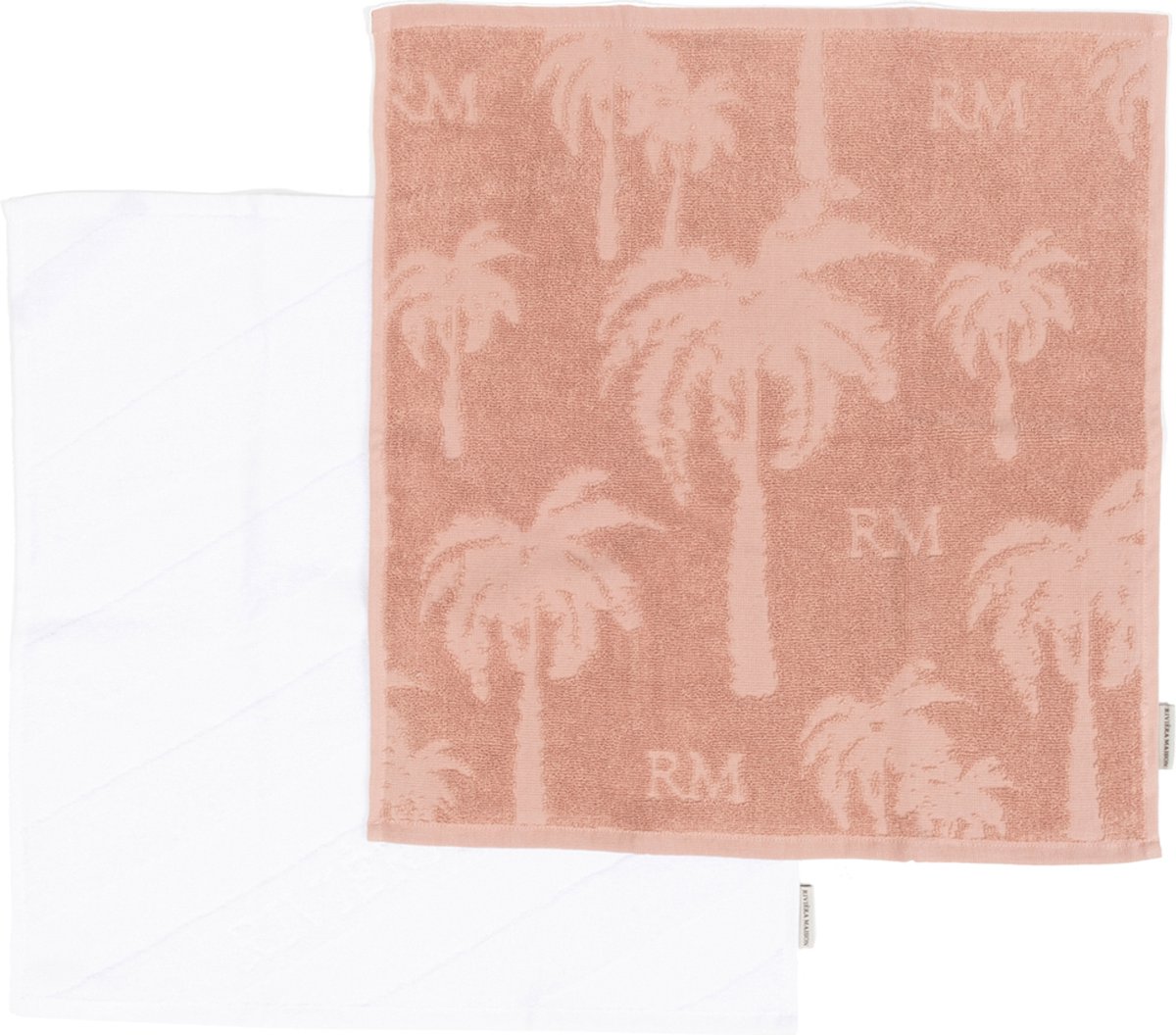 Riviera Maison Keukenhanddoek - Palm Breeze Kitchen Towel - Roze - Set van 2 Stuks