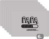 Placemat - Placemats kunststof - Papa loading... - Spreuken - Quotes - Papa - 45x30 cm - 6 stuks - Hittebestendig - Anti-Slip - Onderlegger - Afneembaar
