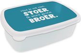 Broodtrommel Wit - Lunchbox - Brooddoos - Broer - Vind je mij niet stoer ik word grote broer - Quotes - Spreuken - 18x12x6 cm - Volwassenen